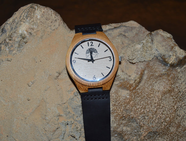 Bamboo Watch - Black Leather