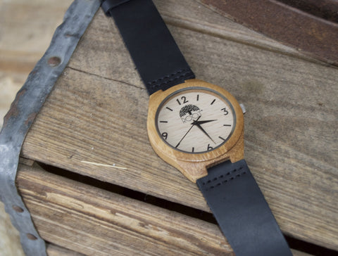 Bamboo Watch - Black Leather