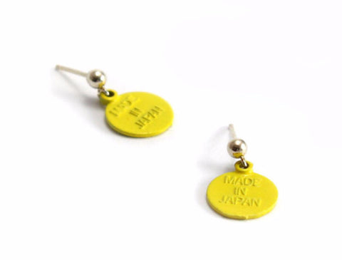 Delicate YELLOW Dangling Earrings, with "MADE IN JAPAN" Caption