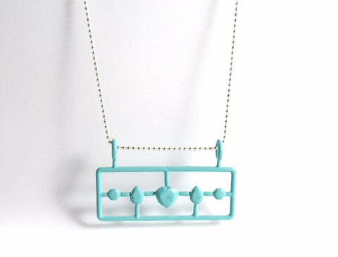 Five Metal Diamonds Necklace, in TURQUOISE