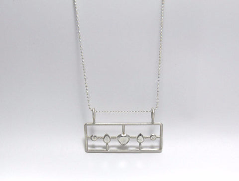 Five Metal Diamonds Necklace, in Silver