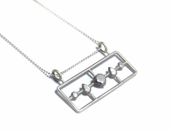 Five Metal Diamonds Necklace, in Silver