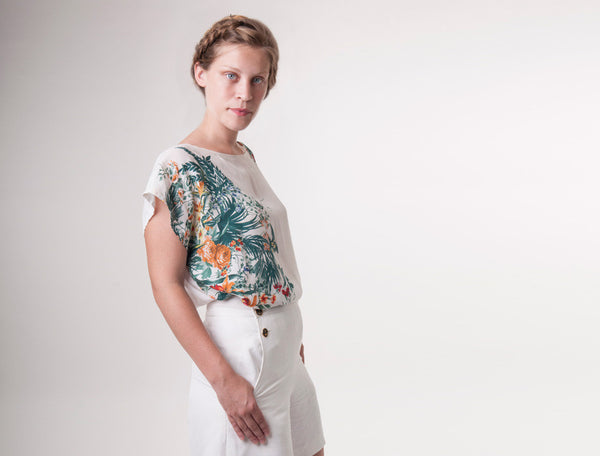 Floral Print Silk Shirt oaoa studio