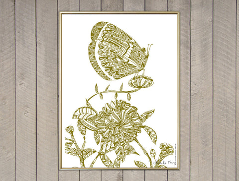 "Gold Butterfly" Screen Print