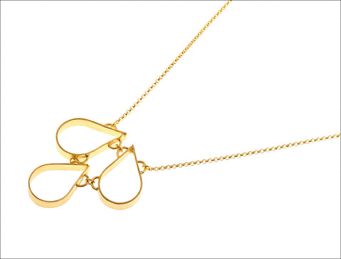 Gold 3 Teardrops Necklace