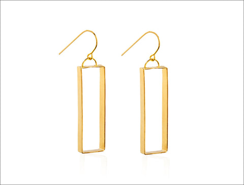 Gold Rectangle Earrings