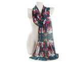 Grey Flowers Printed Scarf
