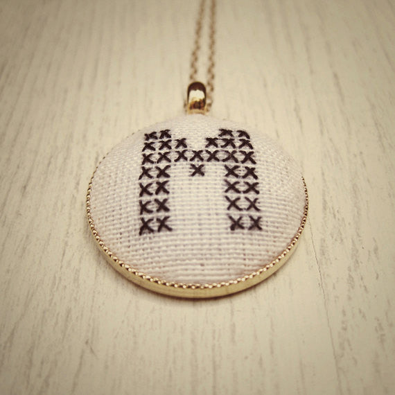 Hand-Stitched Initials Necklace