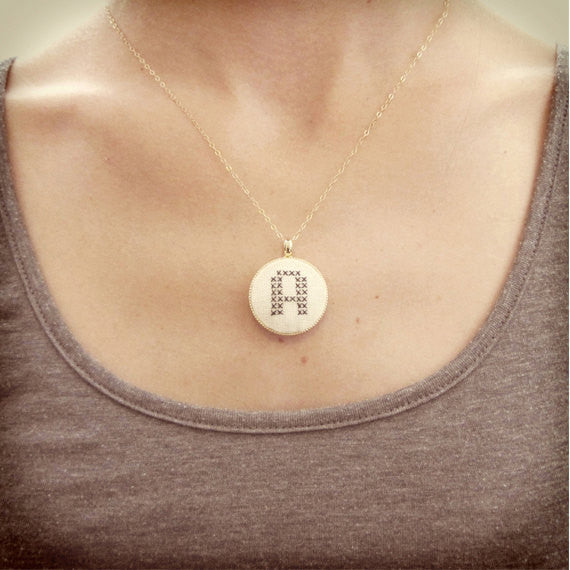 Hand-Stitched Initials Necklace