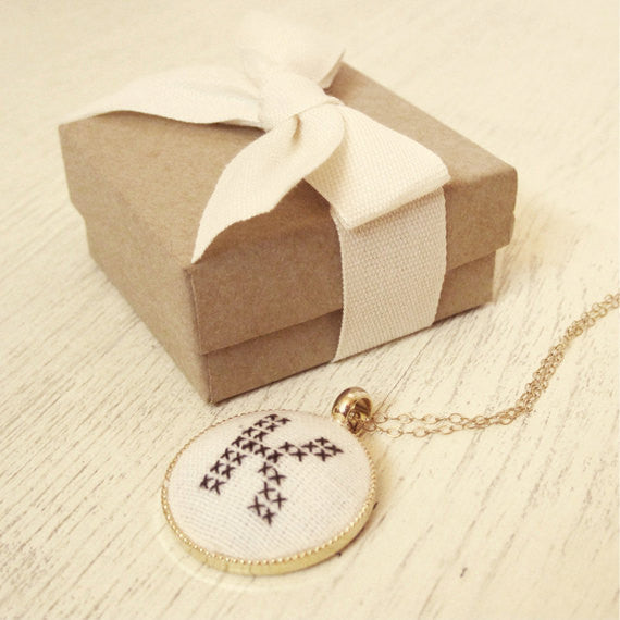 Hand-Stitched Initials Necklace