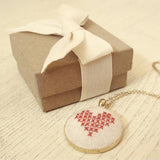 Hand-Stitched Heart Necklace