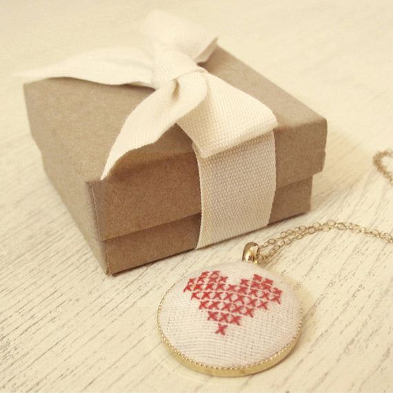Hand-Stitched Heart Necklace