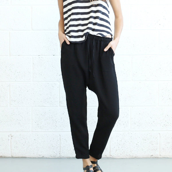 Drop Crotch Pants, Black Naftul