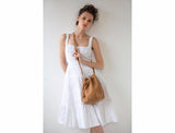 BROWN LEATHER BUCKET BAG