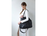 Black Large Leather Tote Bag
