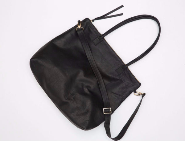 Black Large Leather Tote Bag