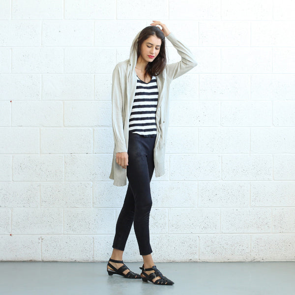 Long Knitted Cardigan, Ivory Naftul