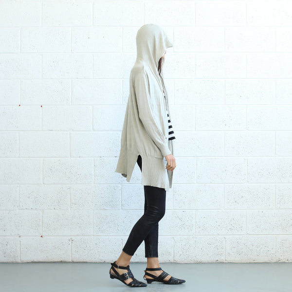 Long Knitted Cardigan, Ivory Naftul