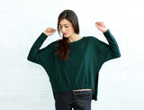 Kimono Cut Sweater, Green Naftul