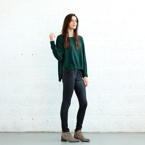 Kimono Cut Sweater, Green Naftul