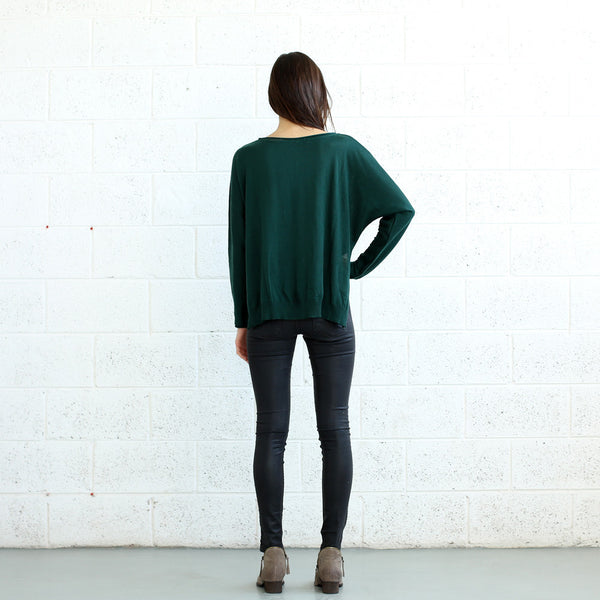 Kimono Cut Sweater, Green Naftul