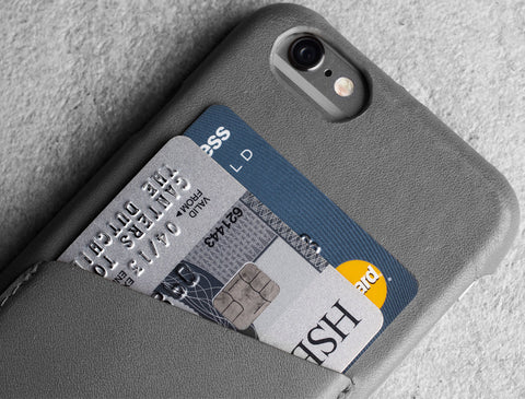 Leather Wallet Case for iPhone 6 - Grey