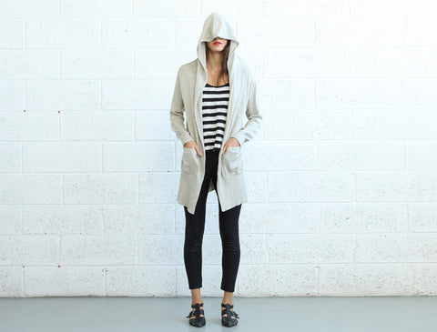 Long Knitted Cardigan, Ivory