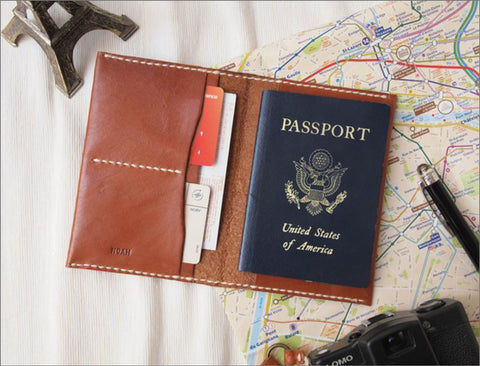 Handstitched Leather Personalized Passport Case