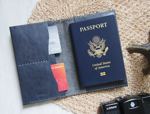 Handstitched Leather Personalized Passport Case