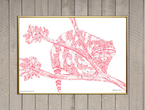 "Pink Raccoon" Screen Print