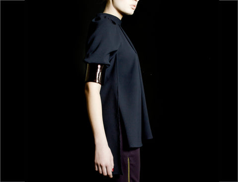Dark Blue High Neck Blouse