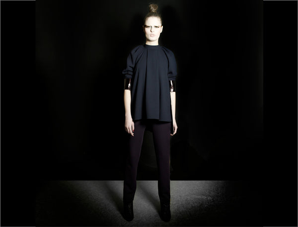 Dark Blue High Neck Blouse