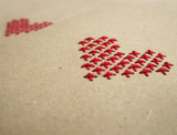 Hand stitched A5 A6 Notebooks. Set of 2 sizes, Red Cross stitch heart