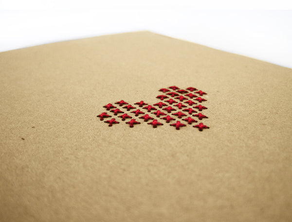 Cross stitch A5 Heart Notebook. Hand stitched Red Heart