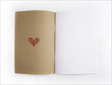Cross stitch A5 Heart Notebook. Hand stitched Red Heart