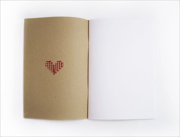 Cross stitch A5 Heart Notebook. Hand stitched Red Heart