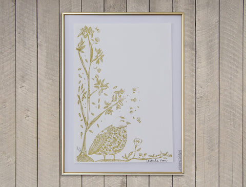 "Fat Bird Gold" Screen Print