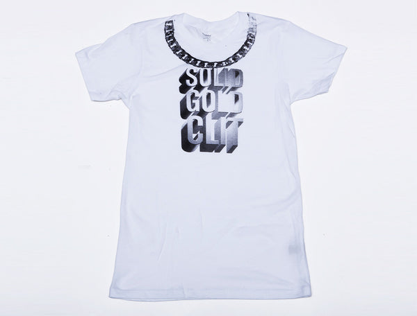 3-D Solid Gold Clit | Women's T-Shirt | 3-D Black on White