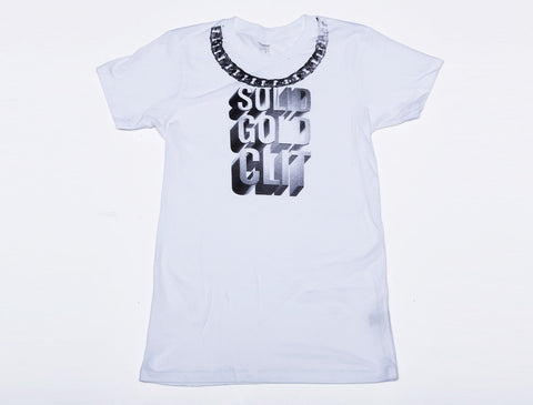 3-D Solid Gold Clit | Women's T-Shirt | 3-D Black on White