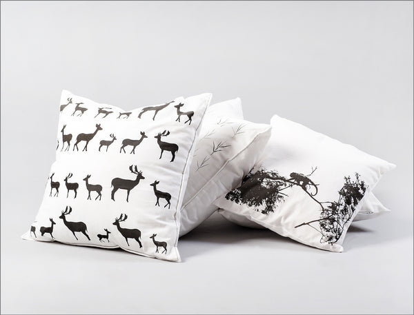 Handmade Black & White Monkey Pillow Cover