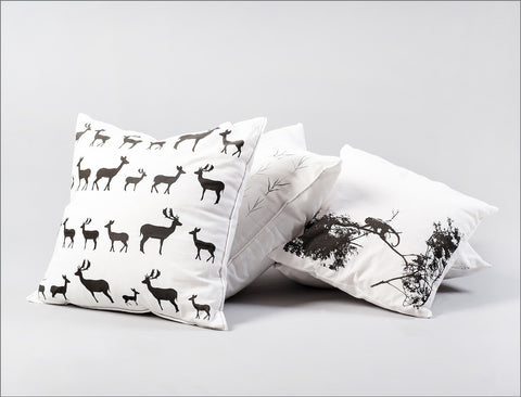 Handmade Black & White Deer Pillow Cover