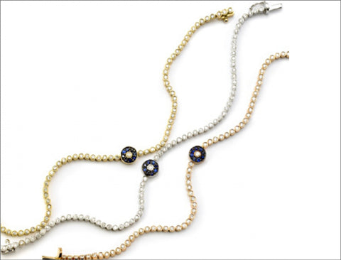 Blue Sapphire and Diamond Tennis Bracelet