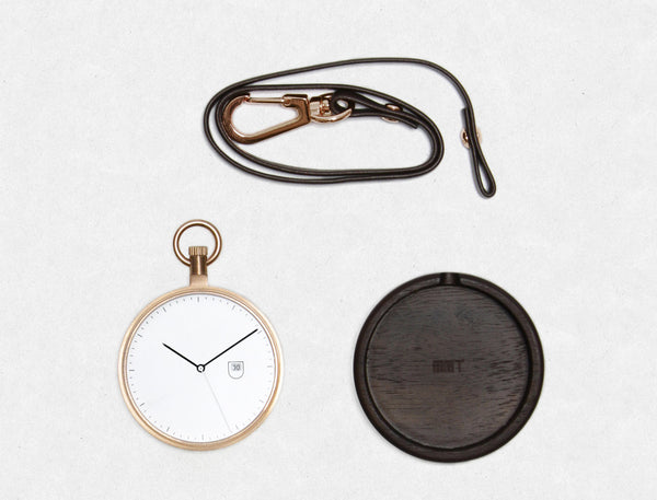 MMT stainless steel walnut pocket watch