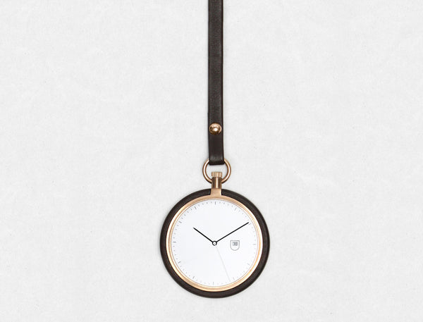 MMT stainless steel walnut pocket watch