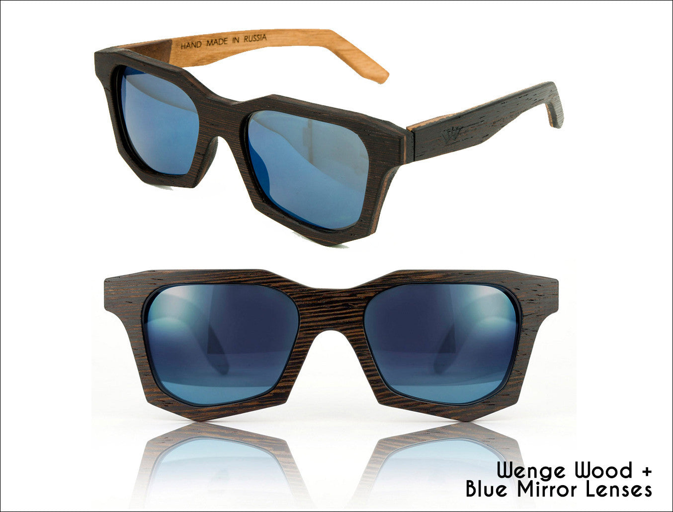 Handmade Zarubka Wood Sunglasses With Mirror Lenses